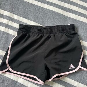 Girls’ Adidas Athletic Shorts Black with Light Pink Accents